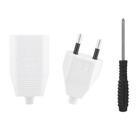 Pack of 2 Euro Plug Flat European Flat Plug, Plug 250 V, 2.5 A Plug 2 Pin, Euro Plug Flat, Euro Coupling Flat, Power Plug, Schuko Plug European Plug (White)