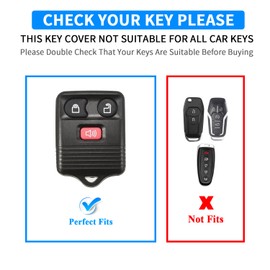 QBUC for Ford 3 Buttons Key Fob Cover, Soft TPU Full Protector for Ford F150 F250 F350 Edge Escape Explorer Ranger, Lincoln, Mercury, Mazda Key fob Case with Keychain (White-Silvery)