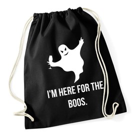 Hippowarehouse I'm Here For The Boos Party Ghost Drawstring Cotton School Gym Bag 37cm x 46cm, 12 litres