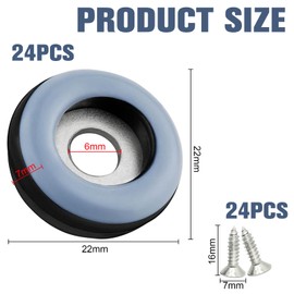 24Pieces Teflon Furniture Sliders Ø22mm Screw On Teflon Feet (Round | Black) Teflon Base Gliders Teflon Moving Sliders with 24 Stainless Screw Effective Protection for furniture, chairs and floors