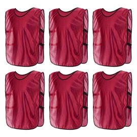 PATIKIL Chaleco de Entrenamiento, 6Pcs Chalecos Pequeños de Fútbol para Niños Camisetas de Entrenamiento de Fútbol Práctica de Fútbol Ajuste para Altura de 90cm a 115cm, Rojo