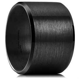 King Will Black-15mm Basic Wedding Ring For Men with Brushed Matte Surface Beveled Polished Edge Comfort Fit 9.5