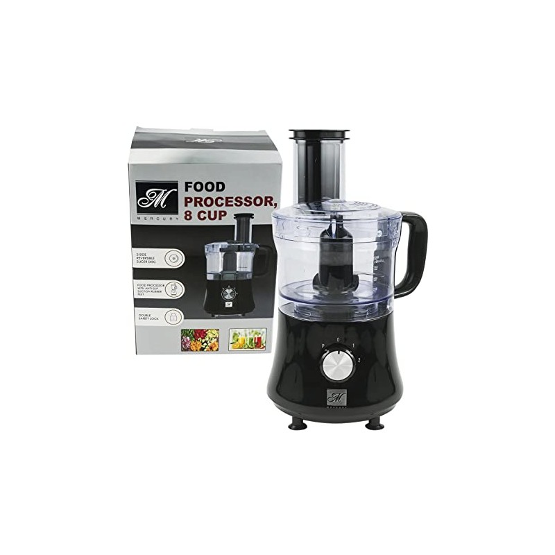 Mercury 8-Cup Food Processor- Black and Clear
