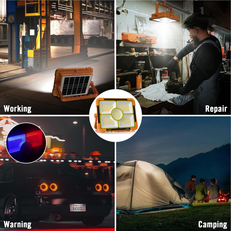 100W LED Solar Work Light, 466 LED 10000LM Magnetic Worklight