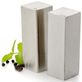 American Metalcraft 2-1/2" Rectangle Stainless Steel Salt & Pepper Set, Silver