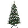 COSTWAY 150/180/210/240 cm Artificial Christmas Tree with Red Berries, Snow-Covered