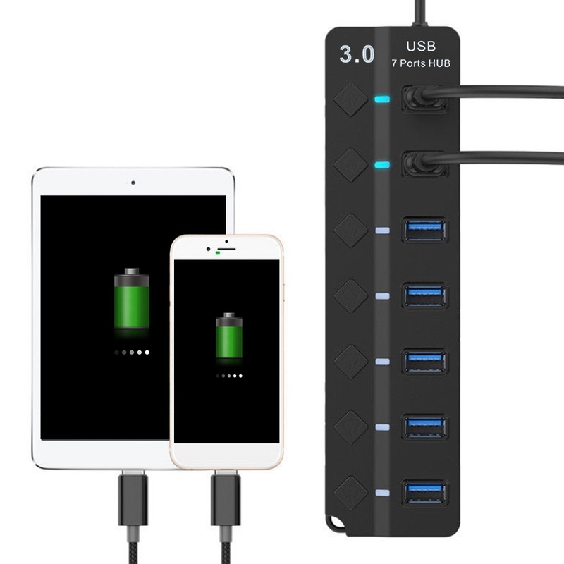 7-port USB 3.0 Hub 5GB/S High Speed with Key Switch