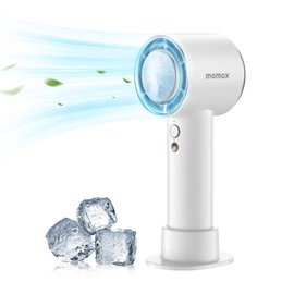 MOMAX Portable Handheld Fan, Speed(1-100) Adjustable Mini Fan, 3000mAh Battery Rechargeable Personal Fan, Digital Display, Gifts for Women Men Travel, Camping, Outdoor, White