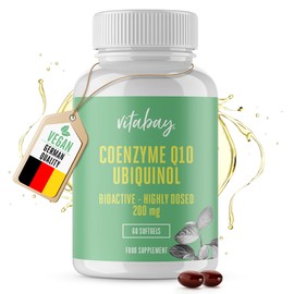 Vitabay Coenzyme Q10 UBIQUINOL Capsules High Dose 200mg Laboratory Tested Depot Complex - 60 Capsules Ubiquinol Q10 Coenzyme 200mg - Antioxidant Coenzyme Q10 - Coenzyme Q10 200mg Capsules