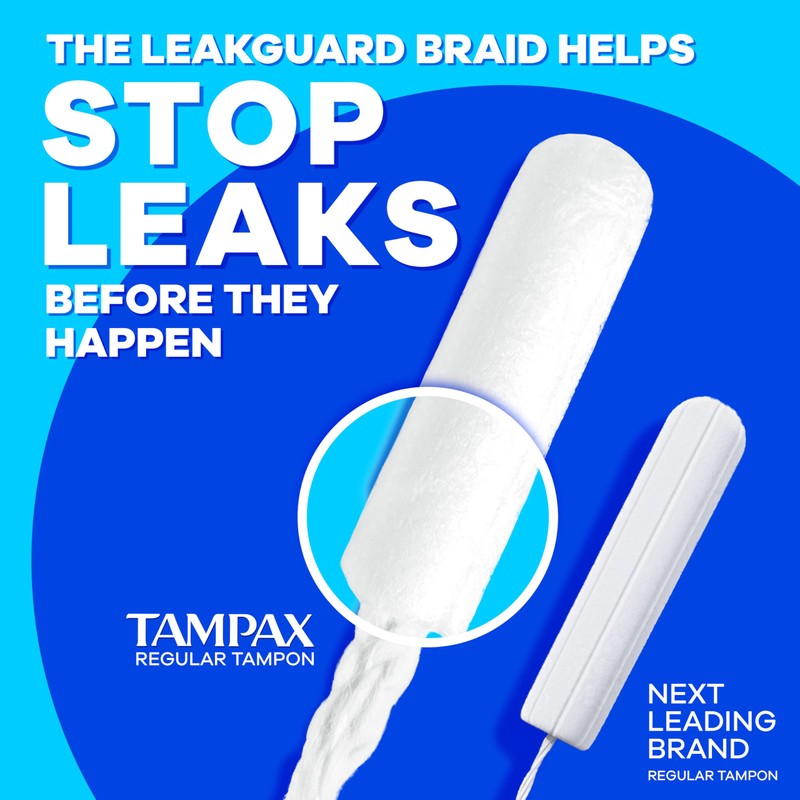 Tampax Compact Pearl Tampons, with LeakGuard Braid & Extendable Applicator,
