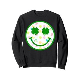 Smile Face Lucky Charm Saint Patrick's Day Shamrock Sweatshirt