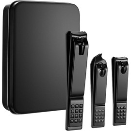 Nail Clippers Set, Sharp Stainless Steel Fingernail Clipper & Toenail Clippers, Black Nail Cutter, Large and Small 3 Piece Set.