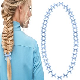 NiceYnn 40pcs Mini Bow Hair Clips Cute Tiny Satin Alligator Clips Non Slip Barrettes Twist Tie Silky Hair Clips Sweet Hair Ribbon Bowknot Clips Hair Accessories for Women Girls Teens Kids Skyblue
