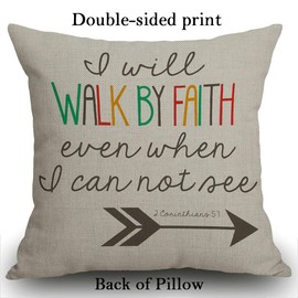 Smooffly Bible Verses Christian Quotes 1 Corinthians 5:7 Cushion Cover Outdoor Furniture Decorative Linen Square Double Sided Printing Pillow Cover for Home Office Sofa Couch Car Garden 45 x 45cm