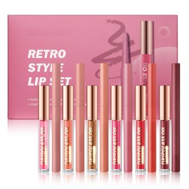 Lippenstift mit Lipliner Dauerhafter Lipgloss,Lang Anhaltender Abziehbarer Lippenstift Plump Lip Tint Matte,Wasserfest Tattoo Lip Liner