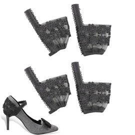 FsGrg Shoe Strap, Shoe Band, Shoe Belt, Shoe Strap, 2 Pairs of Pumps, Heel Band, Strap, Heel Belt, Adjustable, Anti-Slip Mule Band, High Heel Accessories, Black, Black