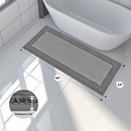 Bathroom Rugs 24" x 60", Non-Slip Extra Soft Absorbent Bath Rugs, Machine Washable Quick Dry Bath Mats for Bathroom Floor, Shower, Bathtub and Sink, Grey & Dark Grey
