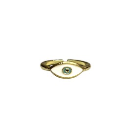 VIE Evil Eye Ring, Gold, Style #01, White