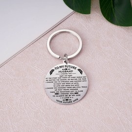 Aesnefe to My Future Husband Keychain Gifts for Him, Engagement Gift for Fiance, Romantic Keyring Gift for Valentines Day Wedding Anniversary Birthday Christmas from Wife