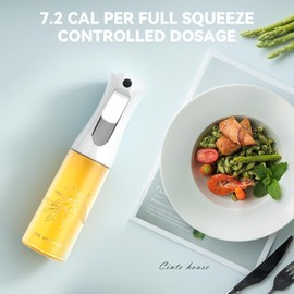 MISSOLO Oil Sprayer for Cooking - Olive Oil Sprayer - 200ml Glass Oil Spray Bottle in Air Fryer Accessories - Oil Dispenser for Kitchen,Air Fryer, Salad, Baking, BBQ (2 Packs)