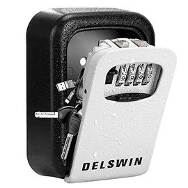 Wall Mounted Key Lock Box - Weatherproof Combo LockBox with 4-Digit Combination Key Storage Box for Home,Airbnb,Hotel,School,Office,Special Car Key