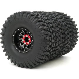 HOBBYSOUL RC 1.9 Tires Height 4.72'' Tyres & Aluminium 1.9 Beadlock Wheels Adjustable 4 Negative Offsets Black Rims For 1:10 Mud Crawler TRX4 SCX10 Gen8,(4-Pack)