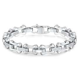 TempBeau Stainless Steel Bracelet for Men, Chunky Metal Chains Silver Bracelets for Men, Mens Stainless Steel Chain Bracelets Wrist Fathers Day Jewelry Trendy Gifts for Dad Boyfriend,8.3