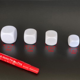 KAIHENG 25mm Acrylic Dice with Smoothed Surface Six Sided Dice with Rounded Corner Blank White Dice Cubes for Board Games, DIY Sticker, Party Fun 20PCS White