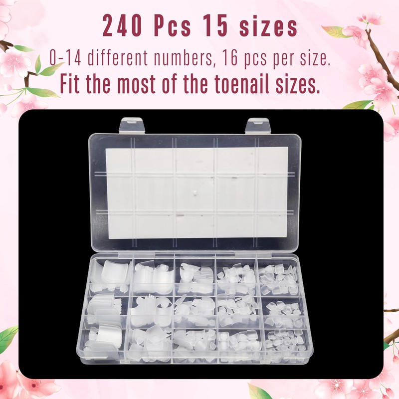 NOVO OVO Sharp Square Toenails for Gluing, Artificial Toe Nail