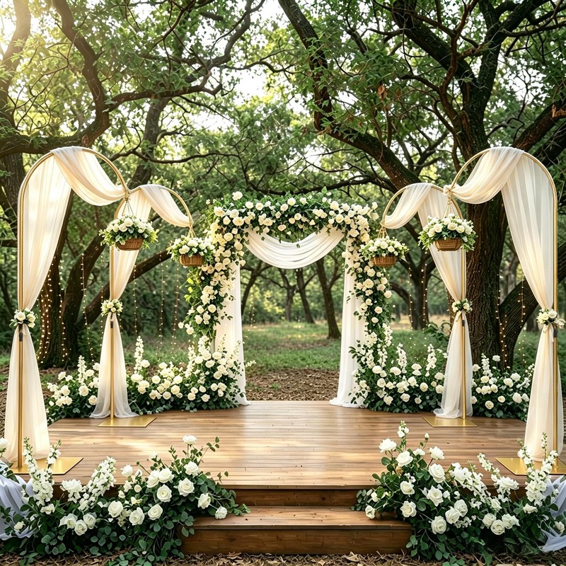Heavy Duty Half Wedding Arch Stand Versatile Adjustable 5.6-7.6FT Hook