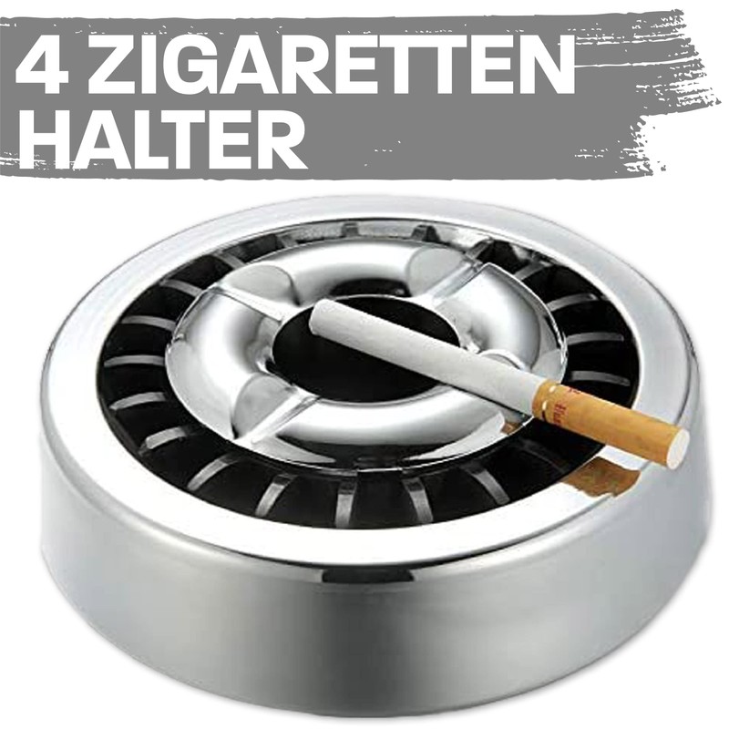 3 Glow Killer Ashtrays for Outdoor Use, Silver, Windproof, Dishwasher