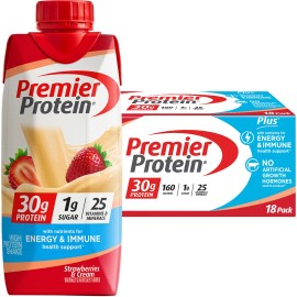 Premier 30G Protein plus Energy and Immune Support Shakes, Strawberries & Cream,