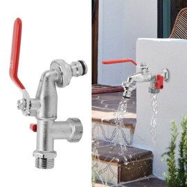Double Mouth Faucet Washing Machine Faucet Bathroom Kitchen Washing Machine Outdoor Garden Corrosion Proof Rust Resistant Heat Resistant Leak Proof Dual Outlet Multipurpose Versatile
