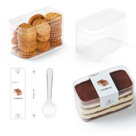 Plastic Dessert Cups with Lids and Sporks,Stickers,Tiramisu Containers,Cookie Containers,Clear Food Containers for Fruit,Pudding,Mousse, Tiramisu Cups With Lids (20, Clear, 4.6 * 2.4 * 2.7in)
