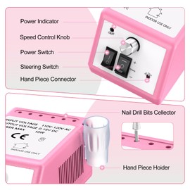 Jiasheng Electric Nail Drill, 30000rpm Professional Nail Drill Machine, Compact Electrical Nail File Kit for Acrylic Gel Nails Efile Drill for Manicure and Pedicure Salon Use