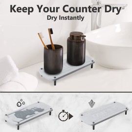 CANRAY Instant Dry Sink Organizer Bathroom, Small Soap Tray for Kitchen Sink, Fast Drying Stone for Kitchen Counter, Soak Up Water Quickly Dish Soap Stand, Natural Diatomaceous Earth Sink Caddy