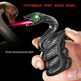 NINSI Butane Torch Lighter, Snake Lighter with Red Jet Flame, Mini Creative Windproof Lighter, Refillable and Adjustable Lighters for Men, DIY, Candles, Camping (Gas Not Included) (Black)