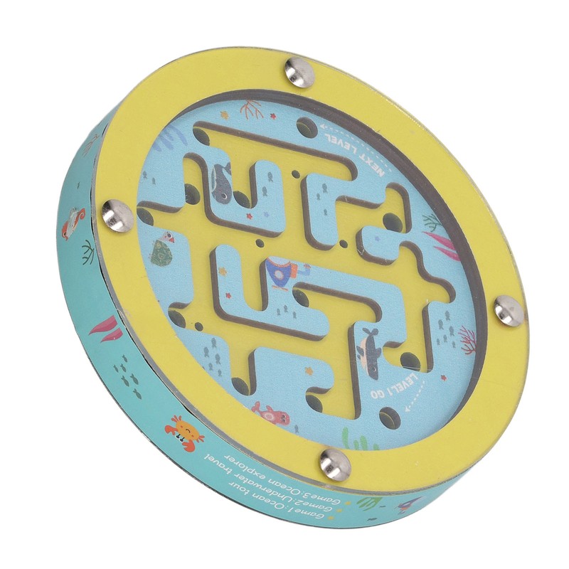 Balance Maze Game Double Sided Educational Round Portable Wooden Ball