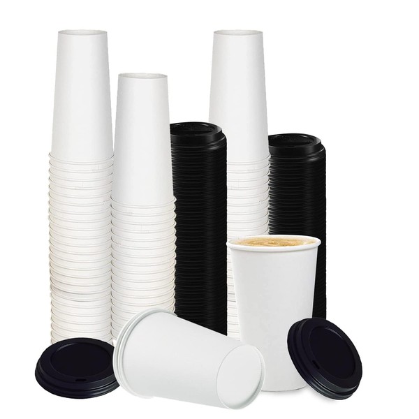 Smygoods 24oz Paper Coffee Cups With Lids, Paper Hot Cups With Lids, 50 Count