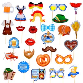 Oktoberfest Decoration, Pack of 28 Oktoberfest Photo Box Accessories Bavarian Decorative Photo Box Props Funny Bavarian Photo Props Oktoberfest Photo Booth Props