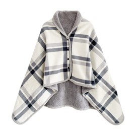 Missmat ひざ掛け ブランケット 膝掛け 着る毛布 大判 100X140cm 吸湿発熱 静電気防止 防寒対策 オフィス 昼寝用 アウトドア 出張 キャンプ 通年使用 （off-white）