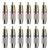 ECSiNG 12PCS RCA Male Plug Screws Audio Video Gold-Plated In-Line Jack Terminal Connector Adapter Solderless RCA Plug Black & Red