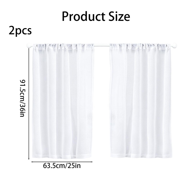 2 Pcs Curtains Semi Sheer - White Net Curtains Voile