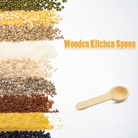 oupados 50pcs Small Wooden Spoons, Wooden Condiment Spoon, Natural Wood Small Salt Scoop Spoon Set for Seasoning Sugar Coffee Jam Honey Ice Cream Spices(6.8 x 2.4 x 1cm)