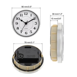 PATIKIL 90 mm Quartz Movement Wall Clock, Silent Arabic Numerals Mantel Clocks, Replacement for Table Clock, Standing Clock, Grandfather Clock (Silver Tone/White Style 4)