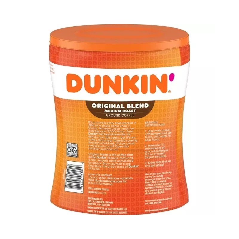Dunkin' Original Blend Medium Roast Ground Coffee 30 oz Canister