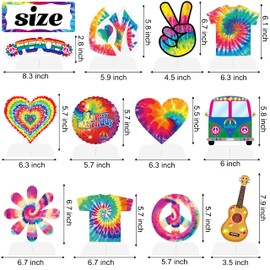 12Pcs Tie Dye Honeycomb Centerpieces Tie Dye Birthday Party Table Decorations for Hippie Tie Dye Theme Birthday Party Retro Rainbow Baby Shower Supplies