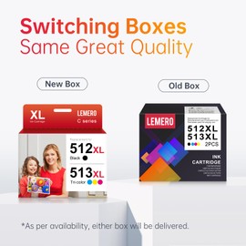 Lemero 512XL 513XL Cartridges Compatible with Canon Printer Cartridges 512 513 XL Multipack PG-512 CL-513 Black Colour for Canon Pixma MP495 MP230 MP270 MX420 IP2700 MX340 MP240 MP250 MP280