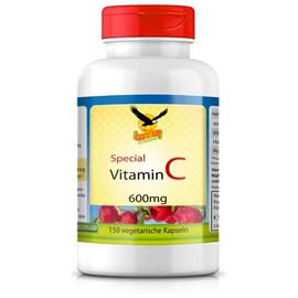 Get UP® Vitamin C Special 600 mg Gastric Friendly Buffered & Long-Term Effect - 150 Capsules - with Calcium Ascorbate, Ascorbyl Palmitate, Acerola & Rosehip Extract - Vegan & High Dose