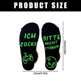 Socks Gaming, Funny Socks Men, Gamer Gift, Small Christmas Gifts for Men, Gift Ideas, Gamer Gifts, Please Do Not Disturb Me Game, Non-Slip Socks, for Boys Girls Teenagers Women, Green